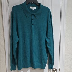 Turnbury Marino Wool Men's Teal Polo Shirt Size XL